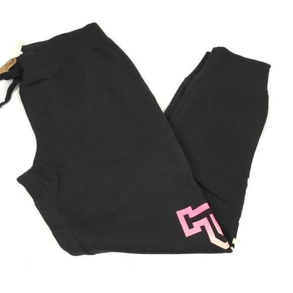 NWT VS PINK EVERYDAY LOUNGE SKINNY JOGGER SWEATPANTS BLACK/RAINBOW LOGO PRINT - Picture 6 of 14